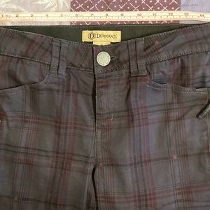 Democracy AB Technology. Grey with Black/Maroon Plaid Stretch Pants